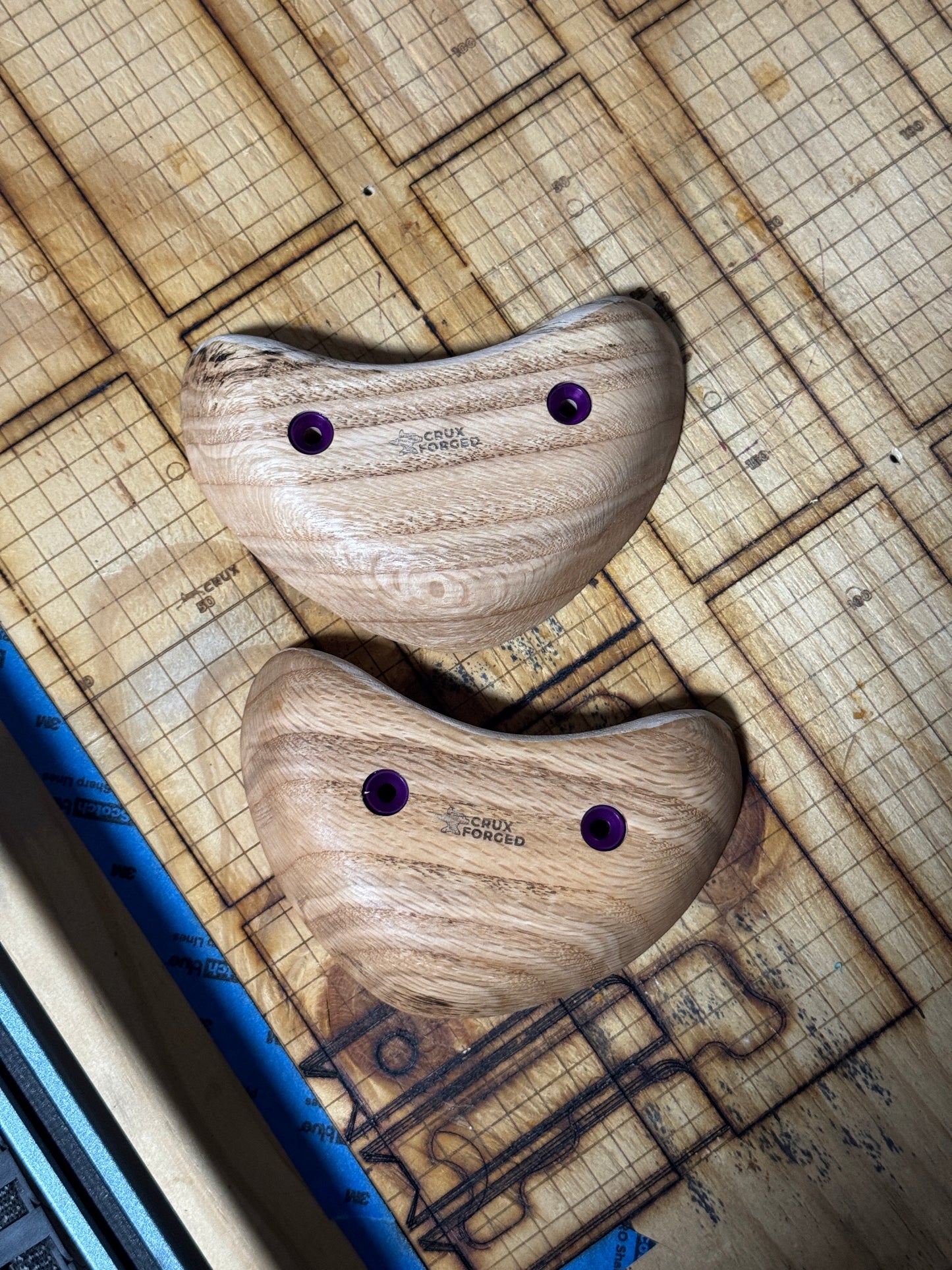 25mm 45° Incut Concave Oak Crimps - Wood Climbing Hold