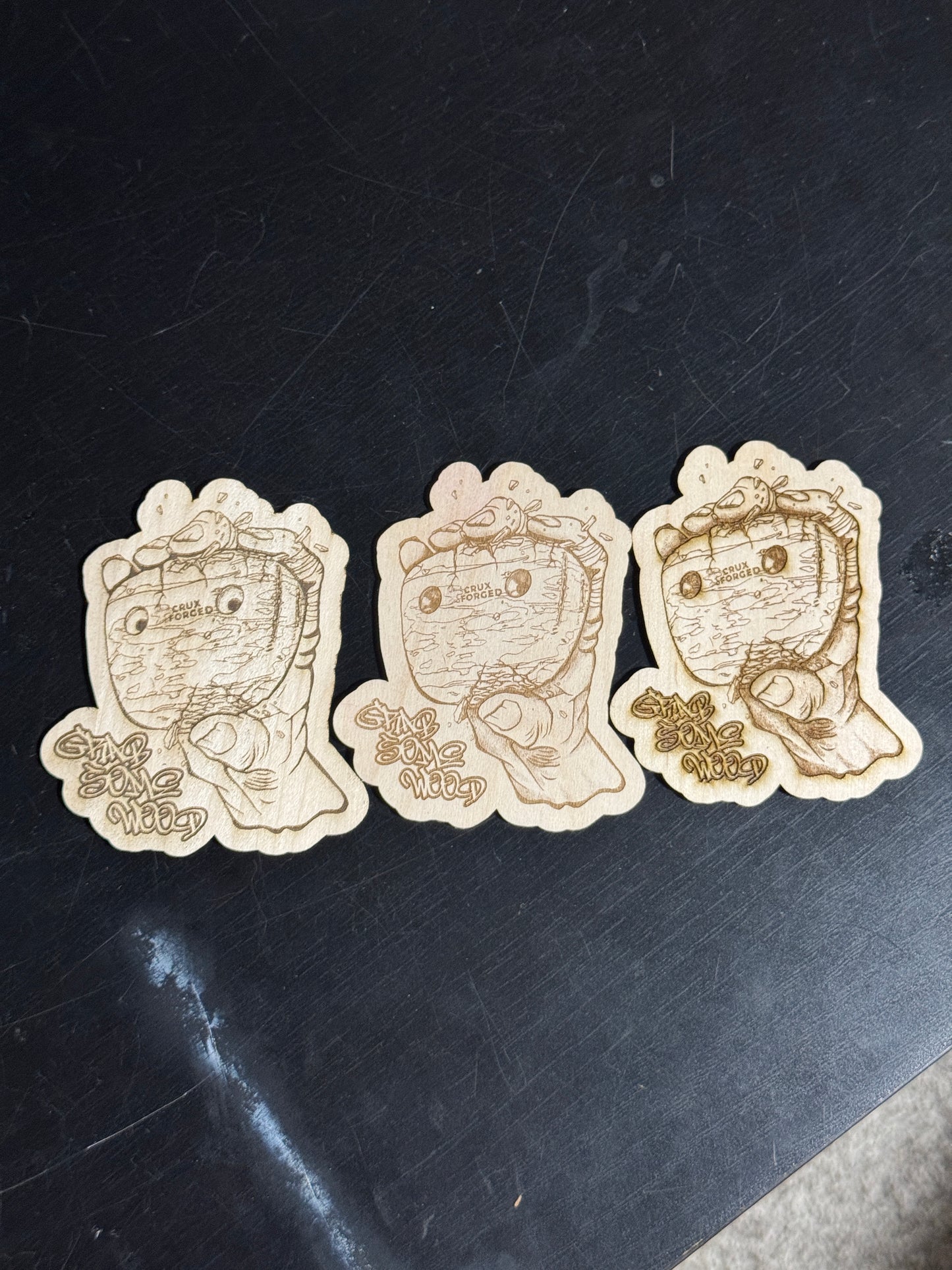 Crushing Hand Wood Sticker