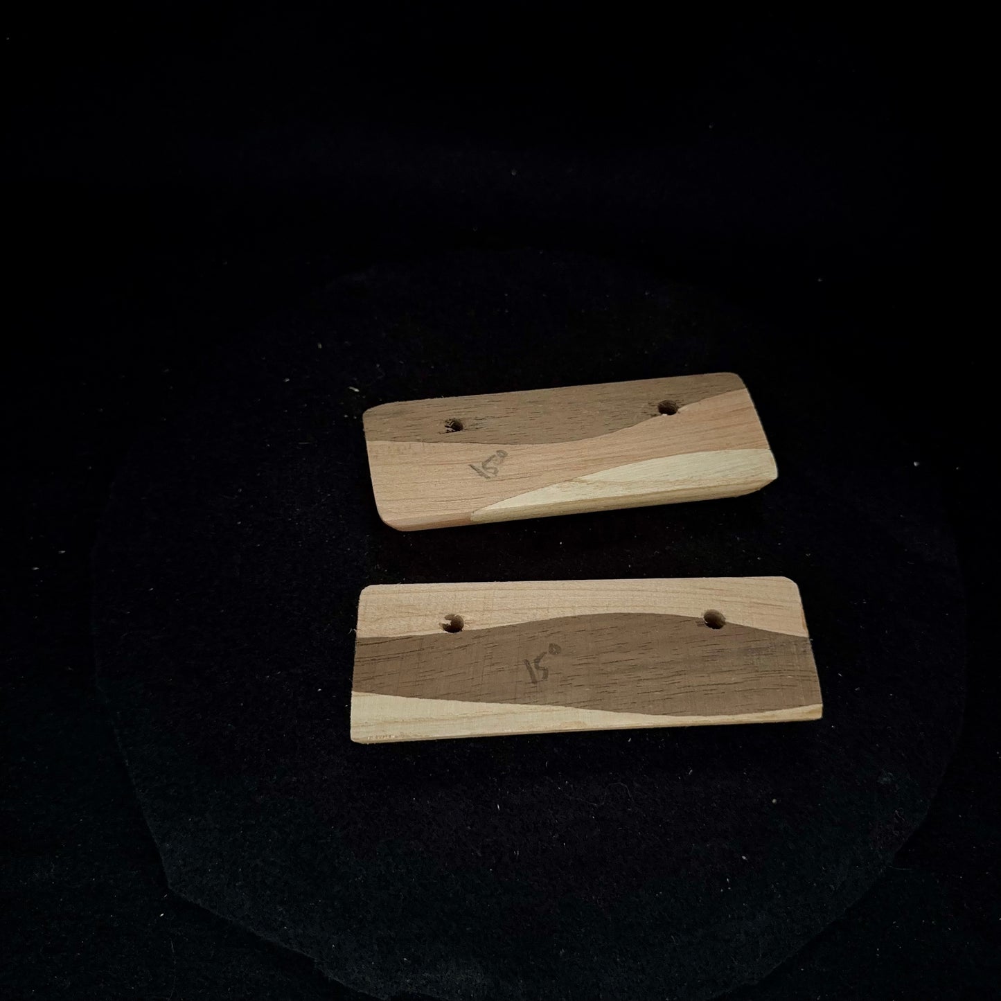 15° Incut 22mm Neapolitan Crimp Pair 9 - Wood Climbing Hold
