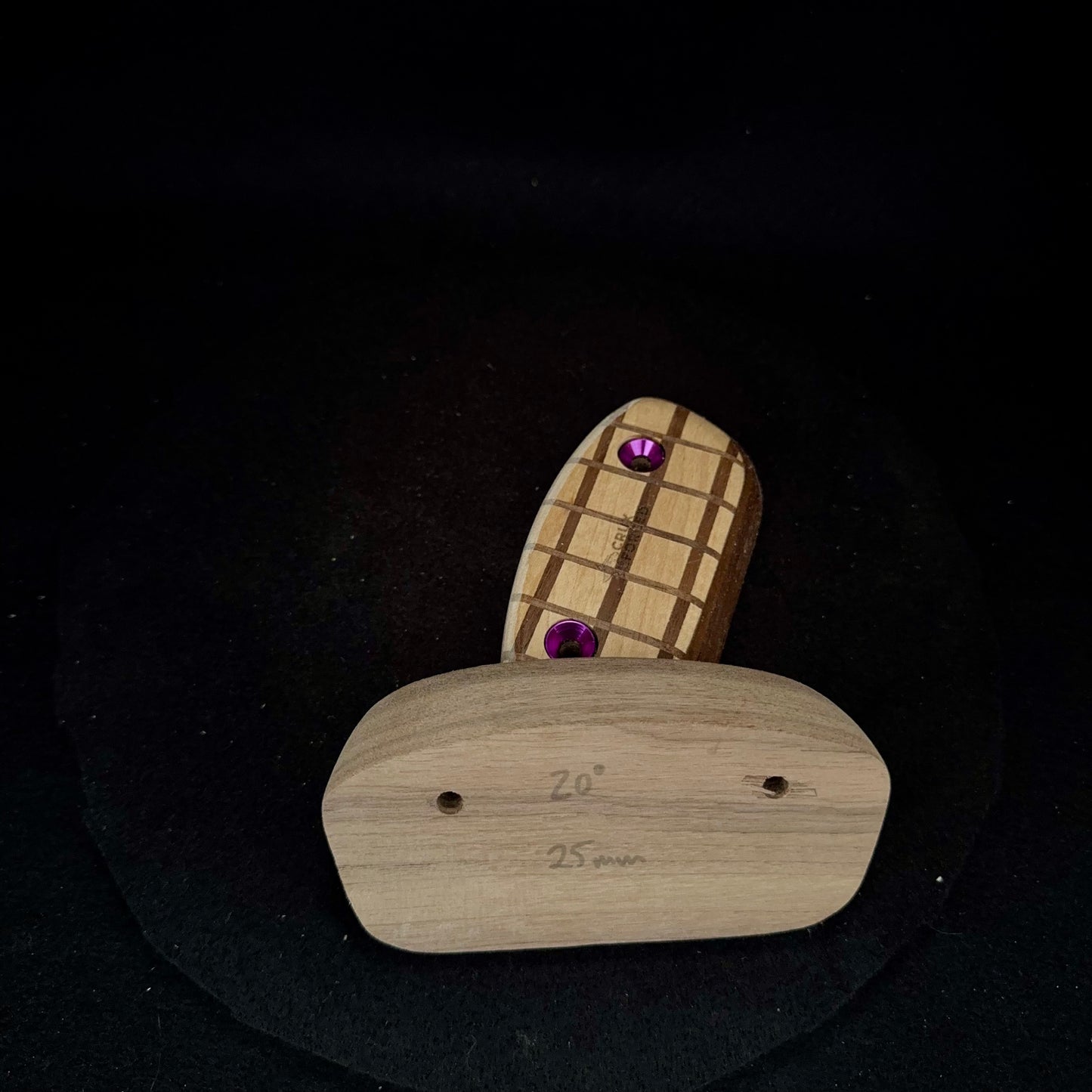 20° Incut 25mm Convex Crisscross Crimp Pair - Wood Climbing Hold