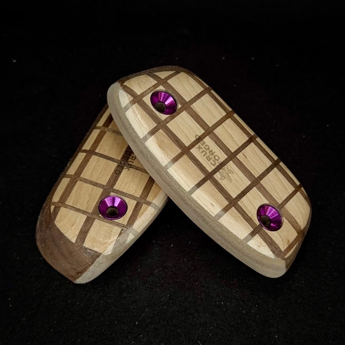 20° Incut 25mm Convex Crisscross Crimp Pair - Wood Climbing Hold