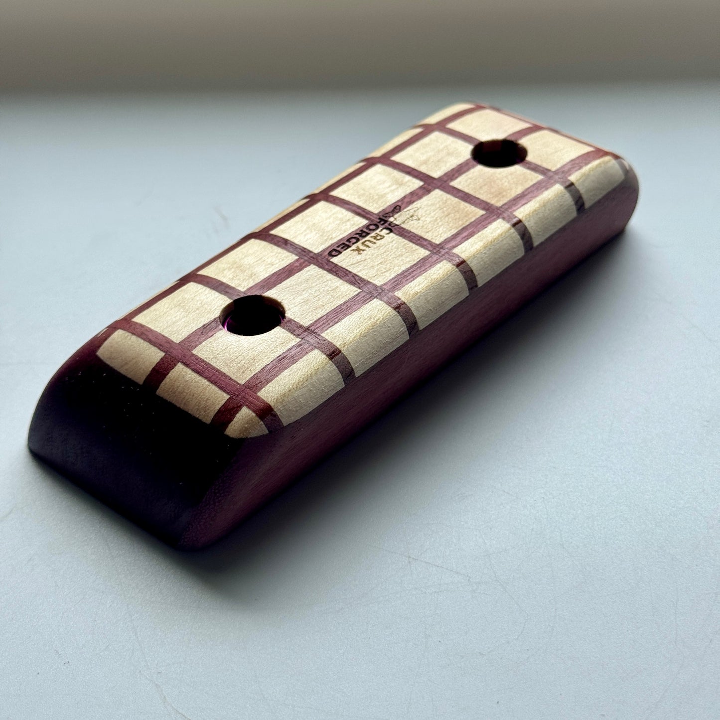 30mm 20° Incut Criss-Cross Maple/Purpleheart Crimp - Wood Climbing Hold