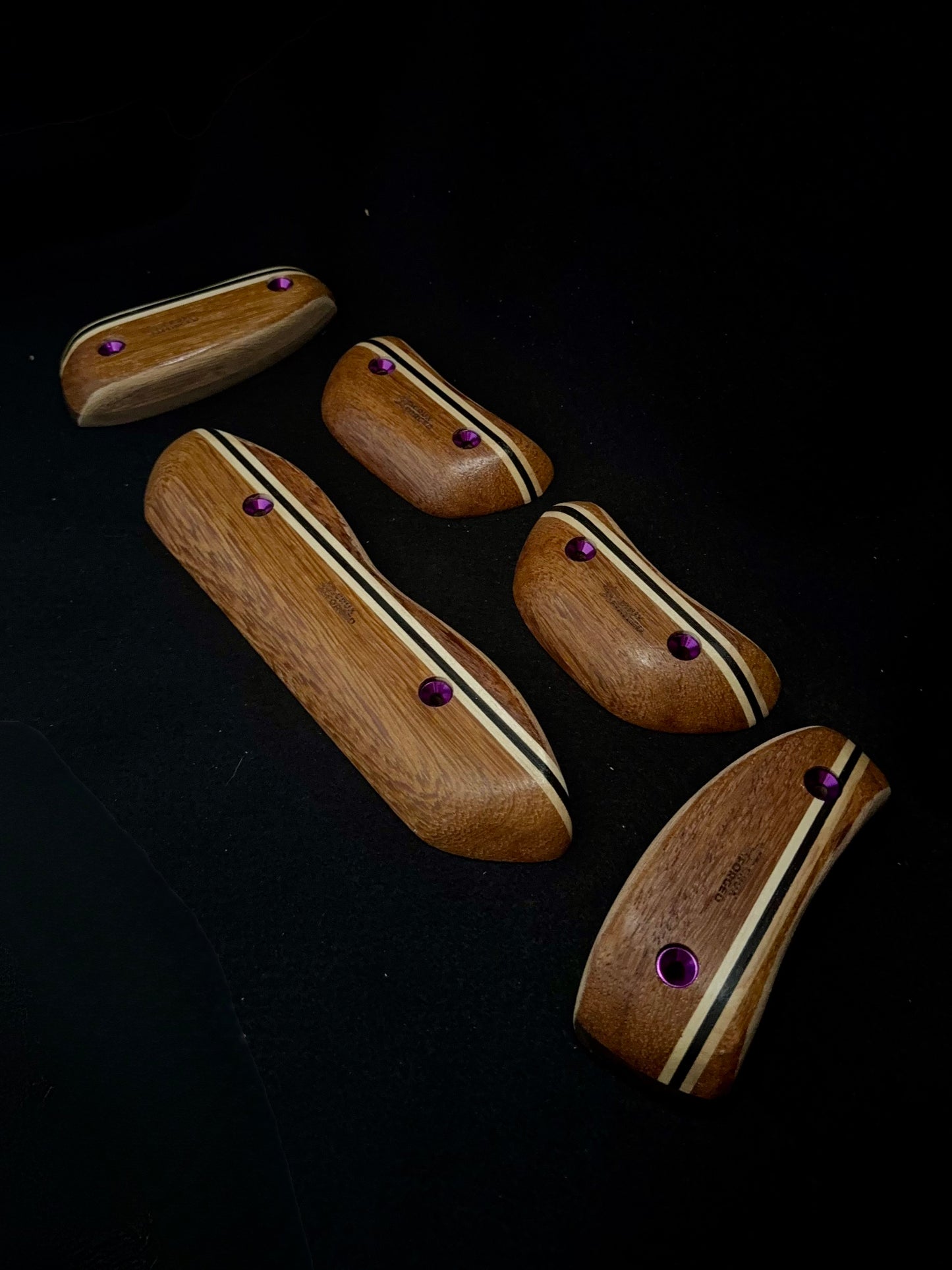 Red/White/Black Striped Set - Wood Climbing Holds