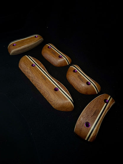 Red/White/Black Striped Set - Wood Climbing Holds