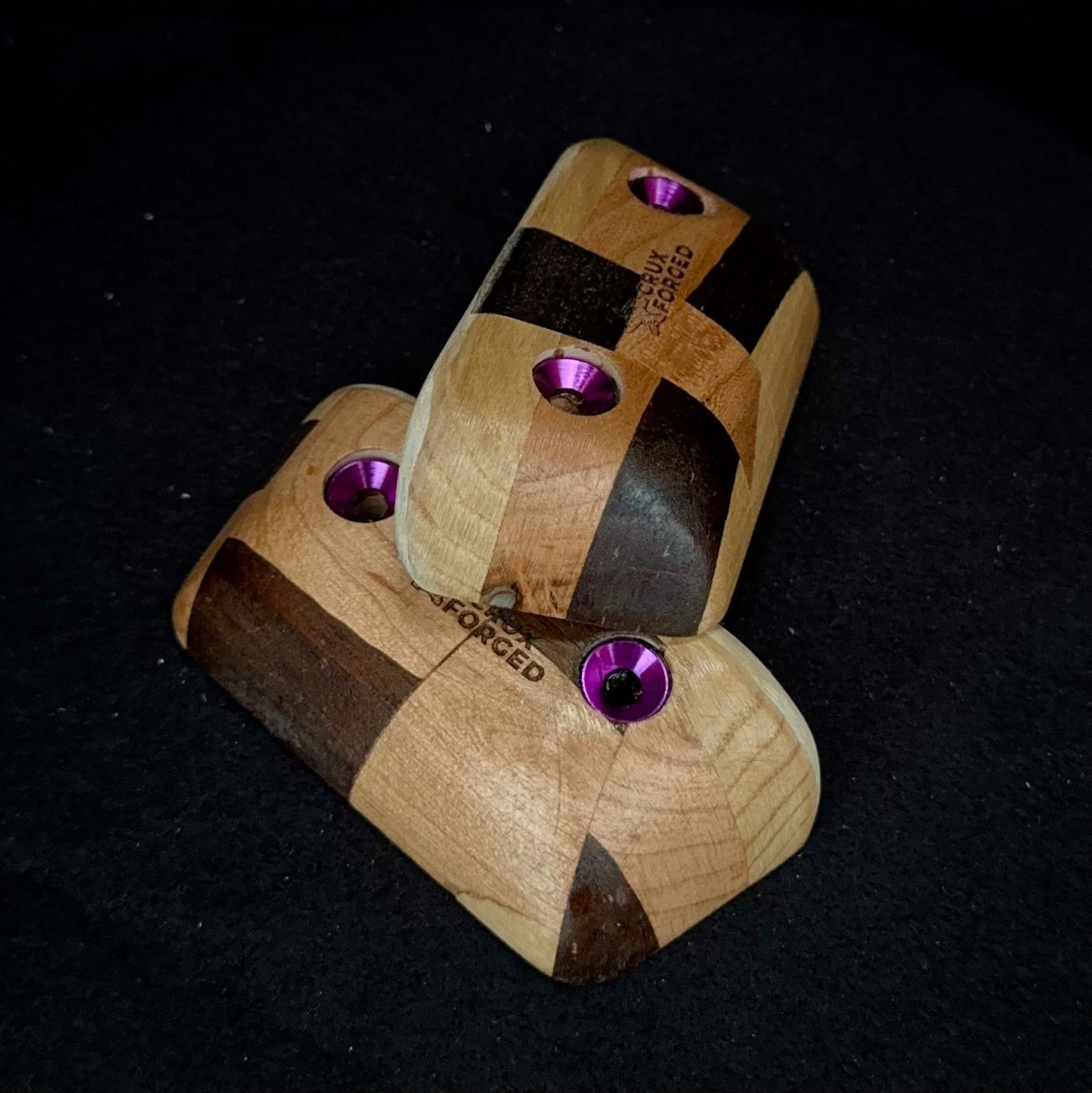 20° Incut 22mm Chaotic Checkered Crimp Pair - Wood Climbing Hold