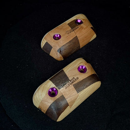 20° Incut 22mm Chaotic Checkered Crimp Pair - Wood Climbing Hold