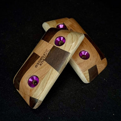 20° Incut 22mm Chaotic Checkered Crimp Pair - Wood Climbing Hold