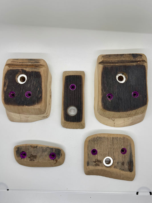 5 piece Bourbon Barrel Set - Wood Climbing Holds