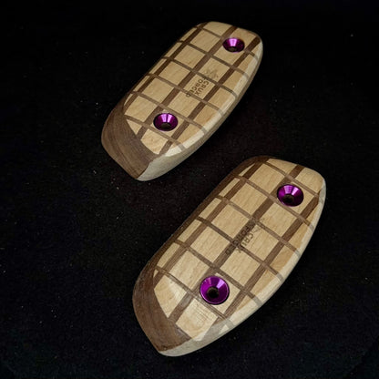 20° Incut 25mm Convex Crisscross Crimp Pair - Wood Climbing Hold