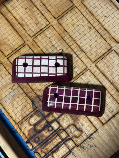 30mm 20° Incut Criss-Cross Maple/Purpleheart Crimp - Wood Climbing Hold
