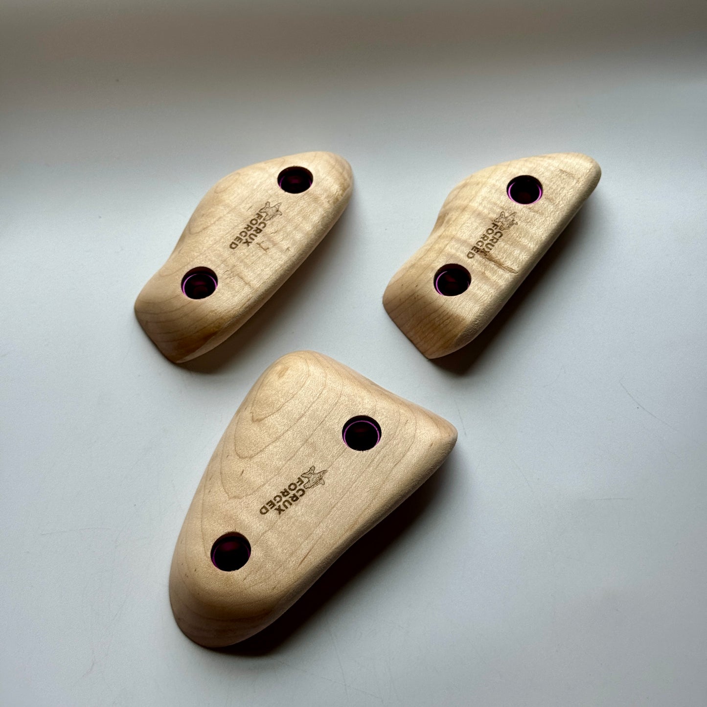 19mm 40° Incut Curly Maple Crimps - Wood Climbing Hold (Copy)