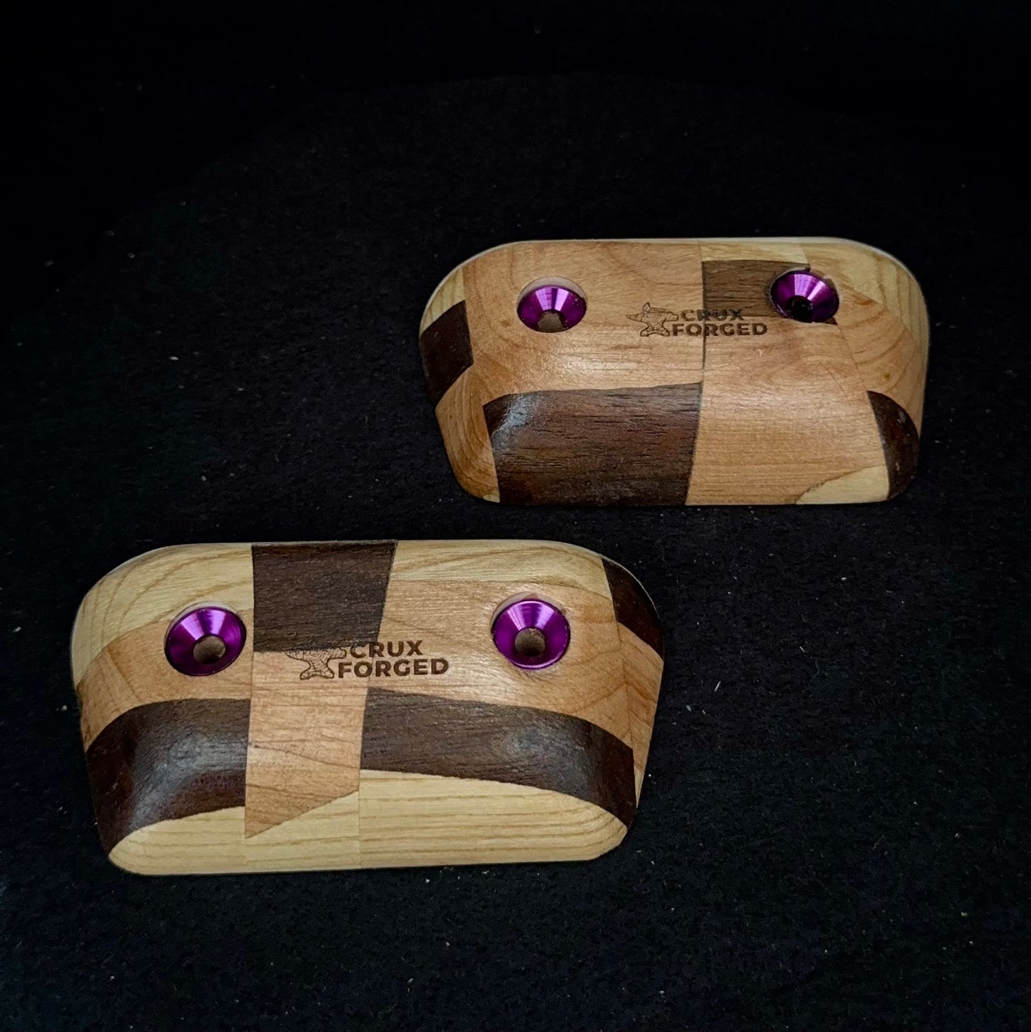 20° Incut 22mm Chaotic Checkered Crimp Pair - Wood Climbing Hold