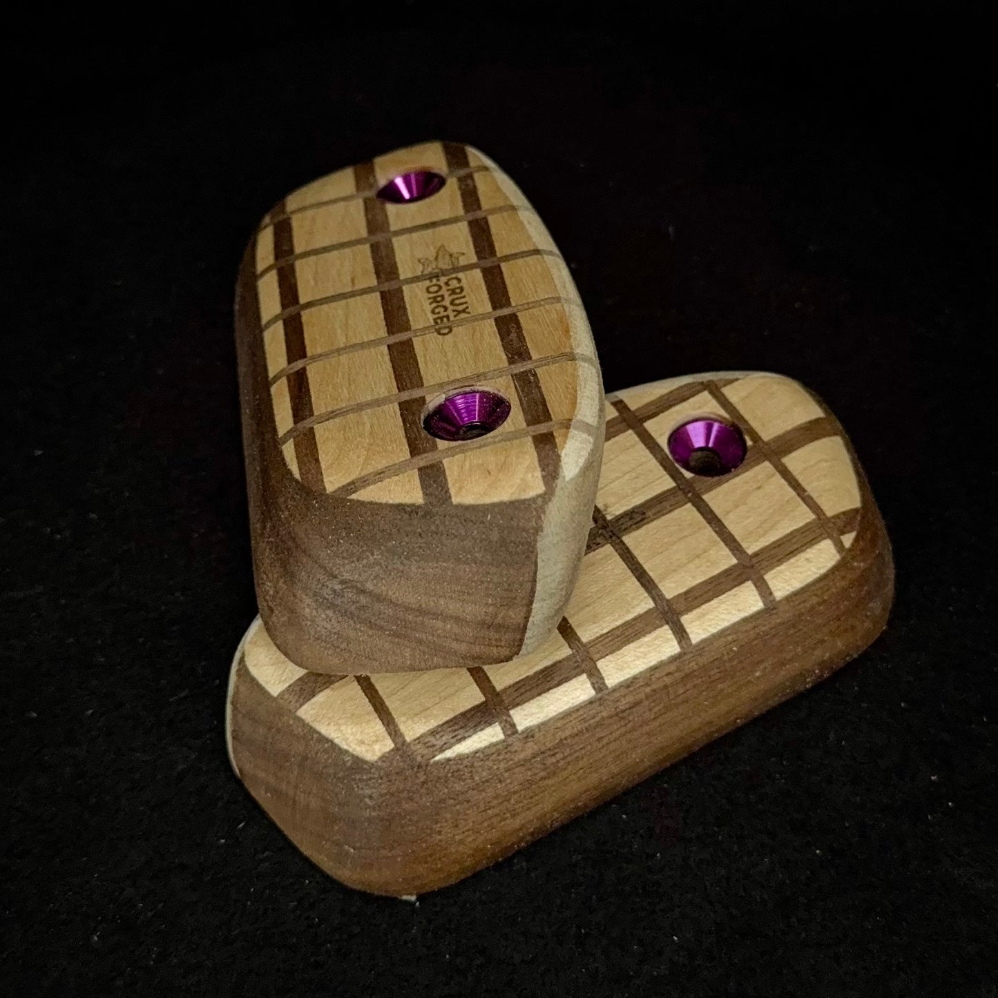 20° Incut 25mm Convex Crisscross Crimp Pair - Wood Climbing Hold