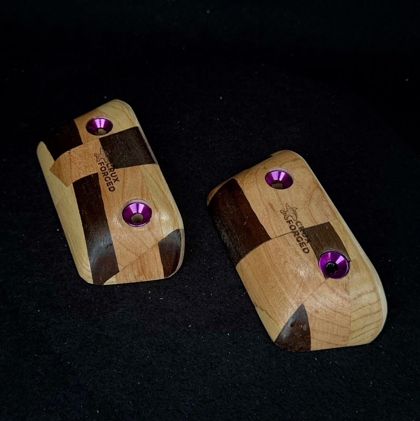 20° Incut 22mm Chaotic Checkered Crimp Pair - Wood Climbing Hold