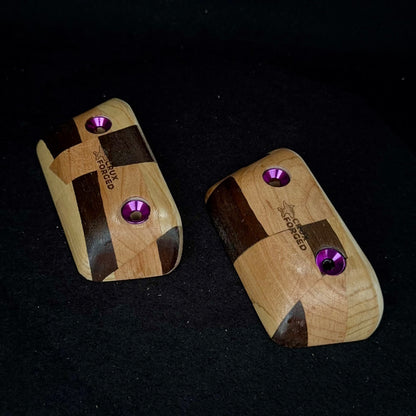 20° Incut 22mm Chaotic Checkered Crimp Pair - Wood Climbing Hold