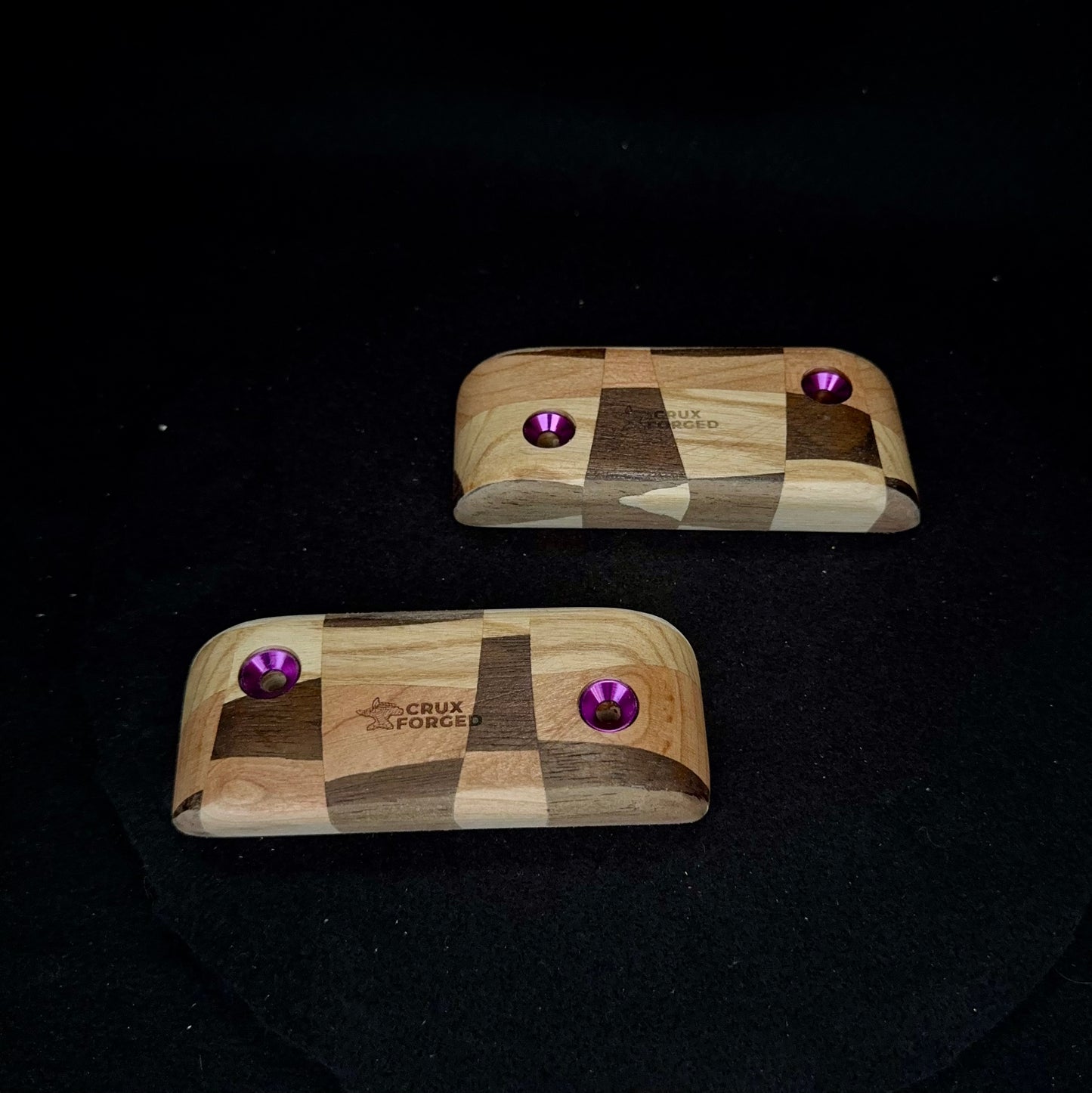 15° Incut Chaotic Checkered Crimp Pinch Pair - Wood Climbing Hold