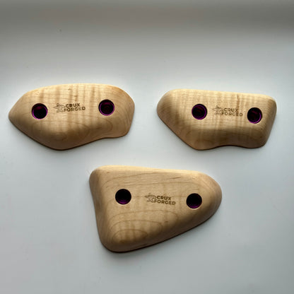 19mm 40° Incut Curly Maple Crimps - Wood Climbing Hold (Copy)