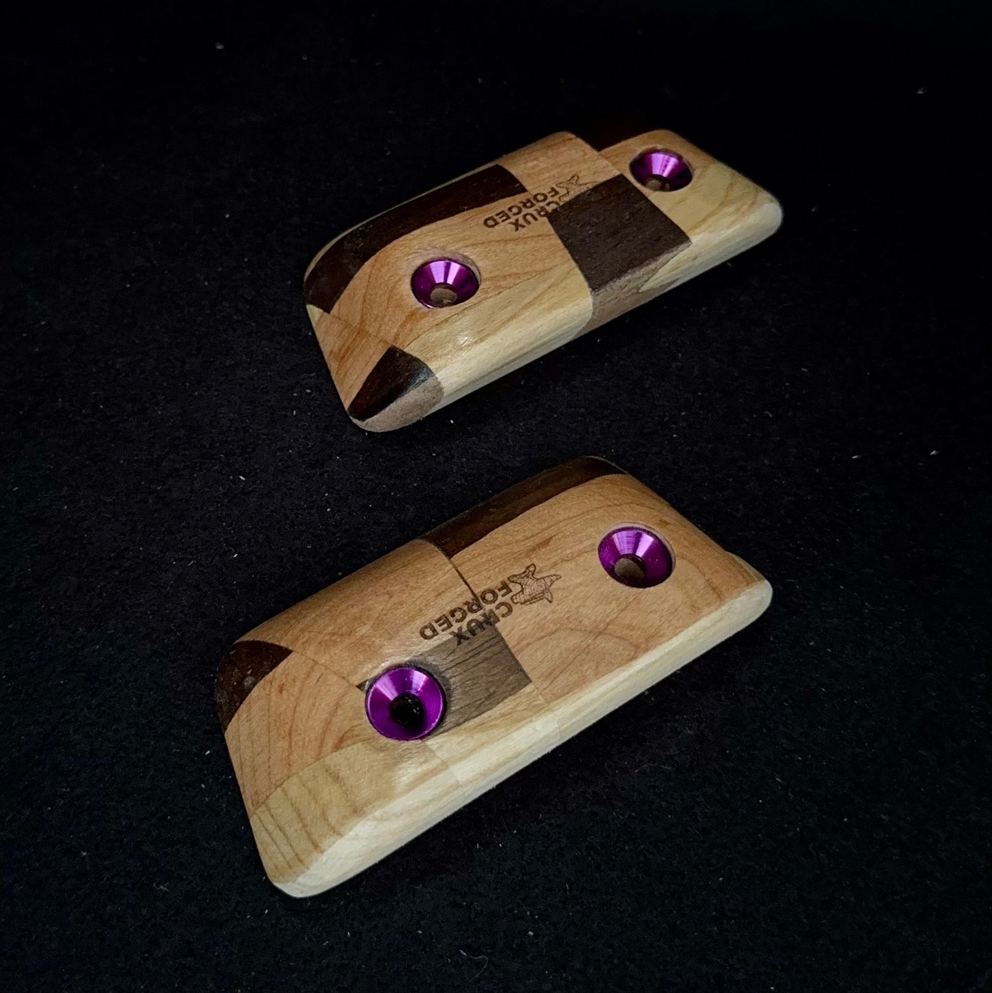 20° Incut 22mm Chaotic Checkered Crimp Pair - Wood Climbing Hold