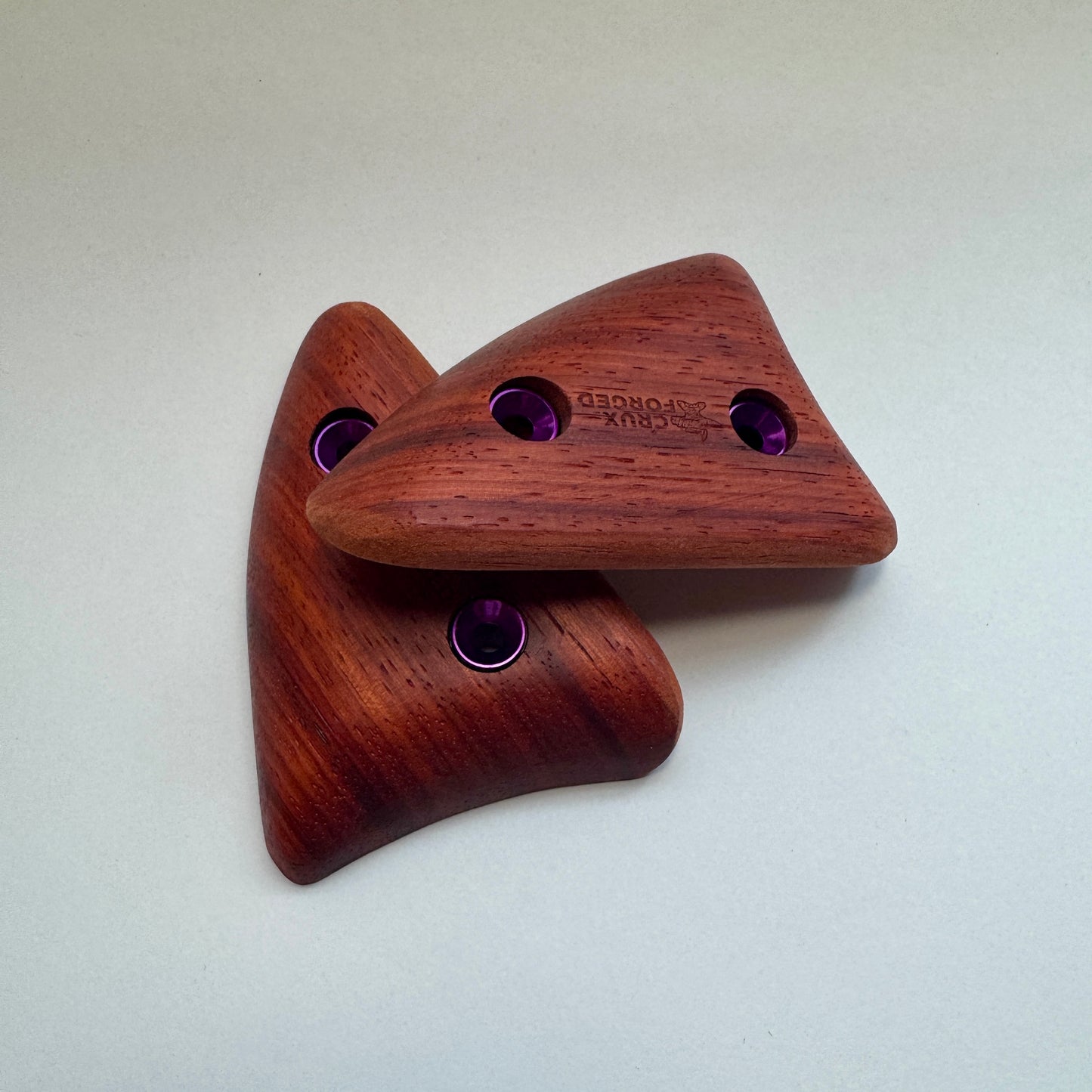 19mm - 40° Paduak Shark Tooth Crimp Pair - Wood Climbing Hold