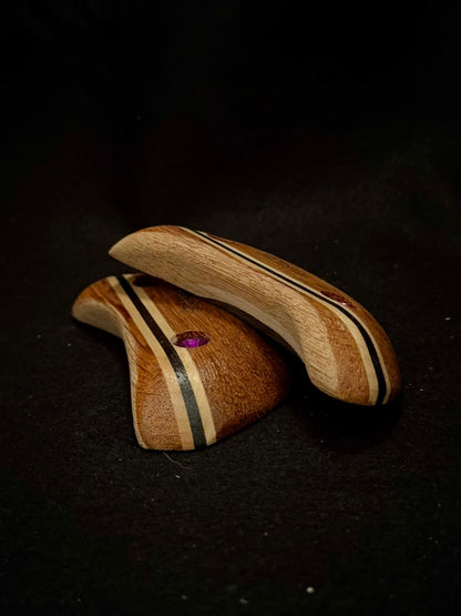 Red/White/Black Striped Set - Wood Climbing Holds