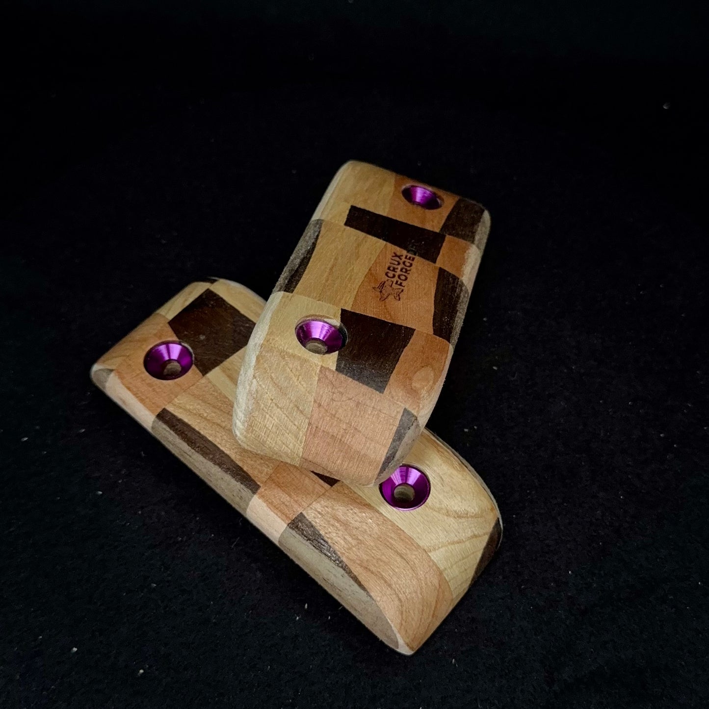 15° Incut Chaotic Checkered Crimp Pinch Pair - Wood Climbing Hold