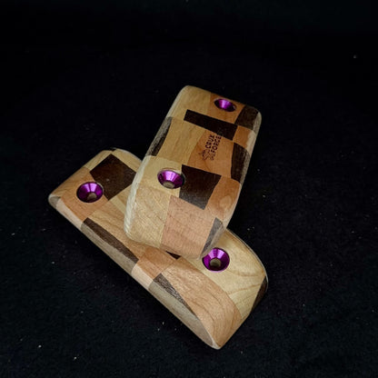 15° Incut Chaotic Checkered Crimp Pinch Pair - Wood Climbing Hold