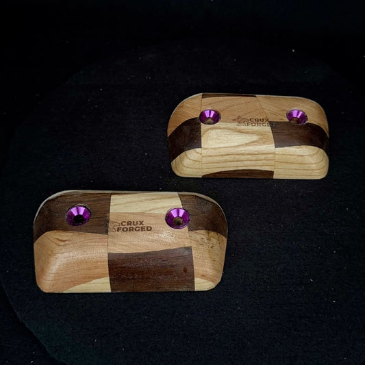 30° Incut 22mm Chaotic Checkered Crimp Pair - Wood Climbing Hold