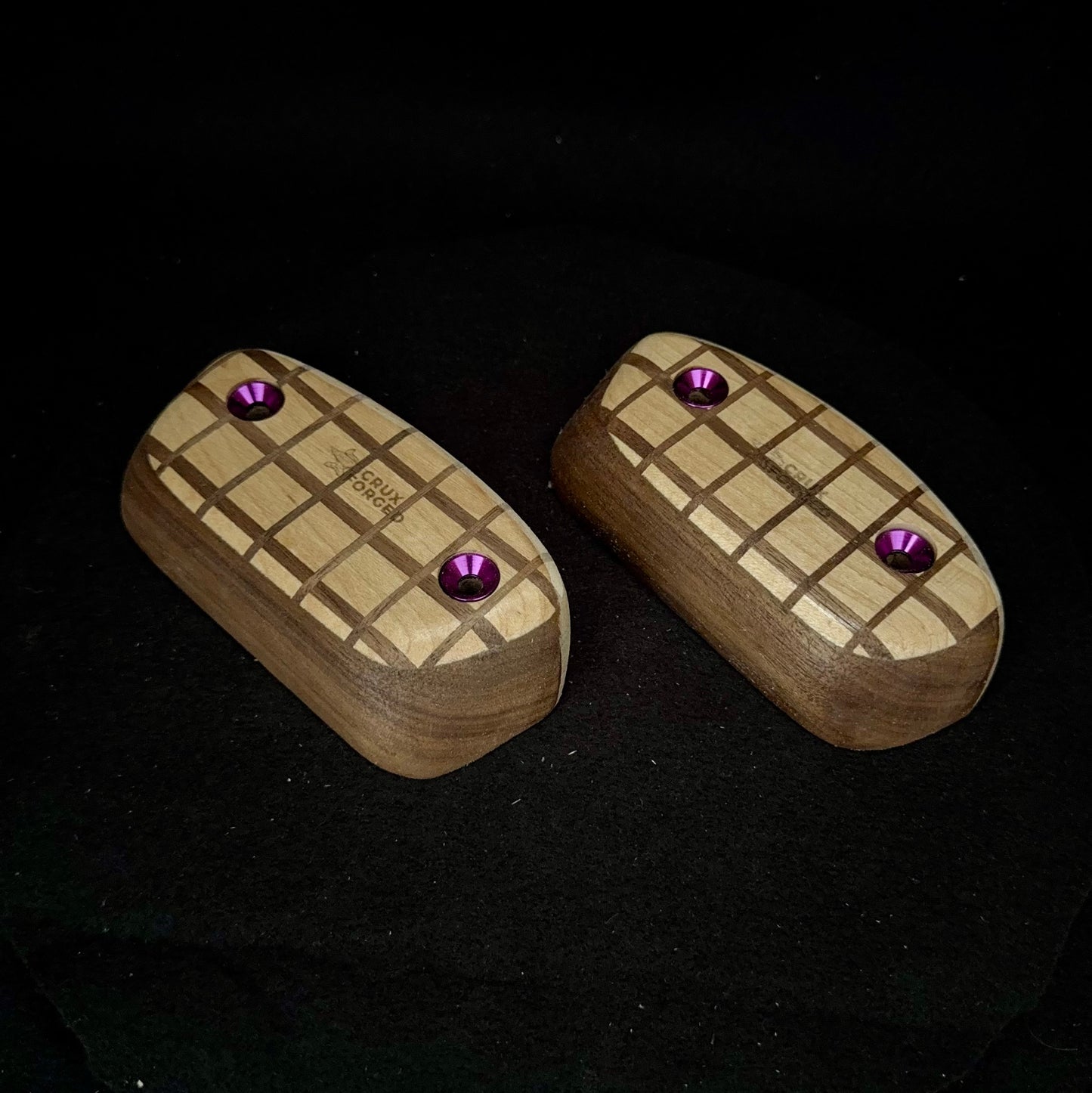 20° Incut 25mm Convex Crisscross Crimp Pair - Wood Climbing Hold