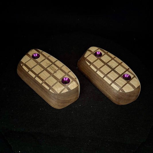 20° Incut 25mm Convex Crisscross Crimp Pair - Wood Climbing Hold