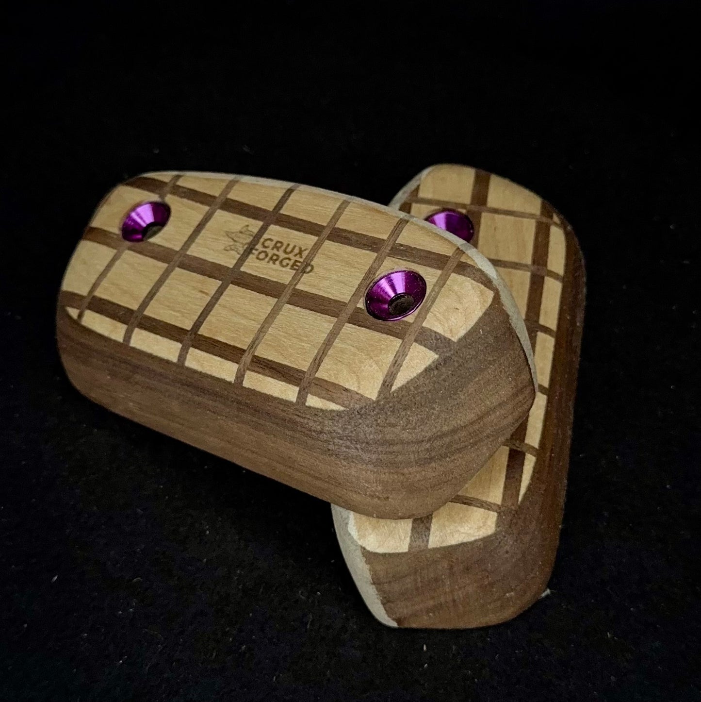 20° Incut 25mm Convex Crisscross Crimp Pair - Wood Climbing Hold