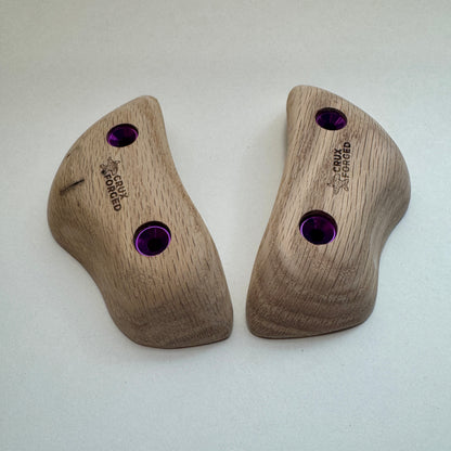 25mm - 30° Red Oak Tomahawk Crimp Pair - Wood Climbing Hold