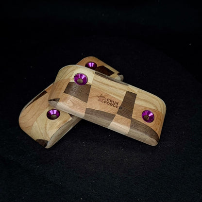 15° Incut Chaotic Checkered Crimp Pinch Pair - Wood Climbing Hold