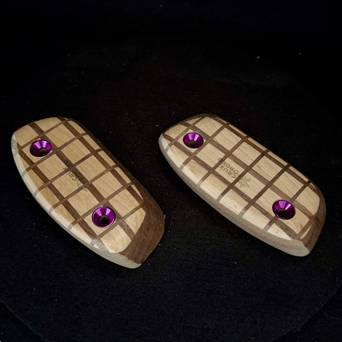 20° Incut 25mm Convex Crisscross Crimp Pair - Wood Climbing Hold