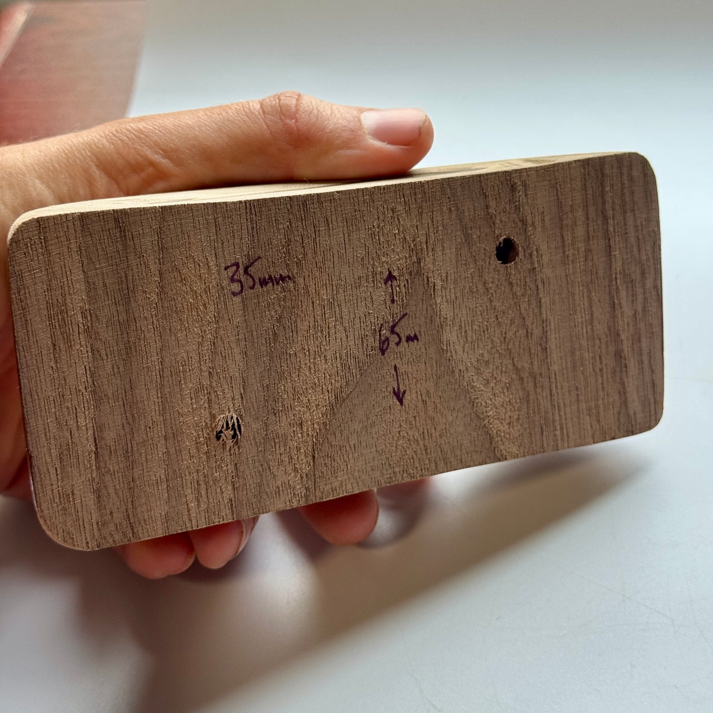 35-0°-65 Walnut Scooped Pinch - Wood Climbing Hold
