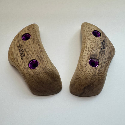 26mm - 20° Black Limba Tomahawk Crimp Pair - Wood Climbing Hold
