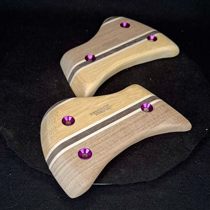 15° Incut Black & Yellow Hatchet Crimpy Pinch Pair - Wood Climbing Hold