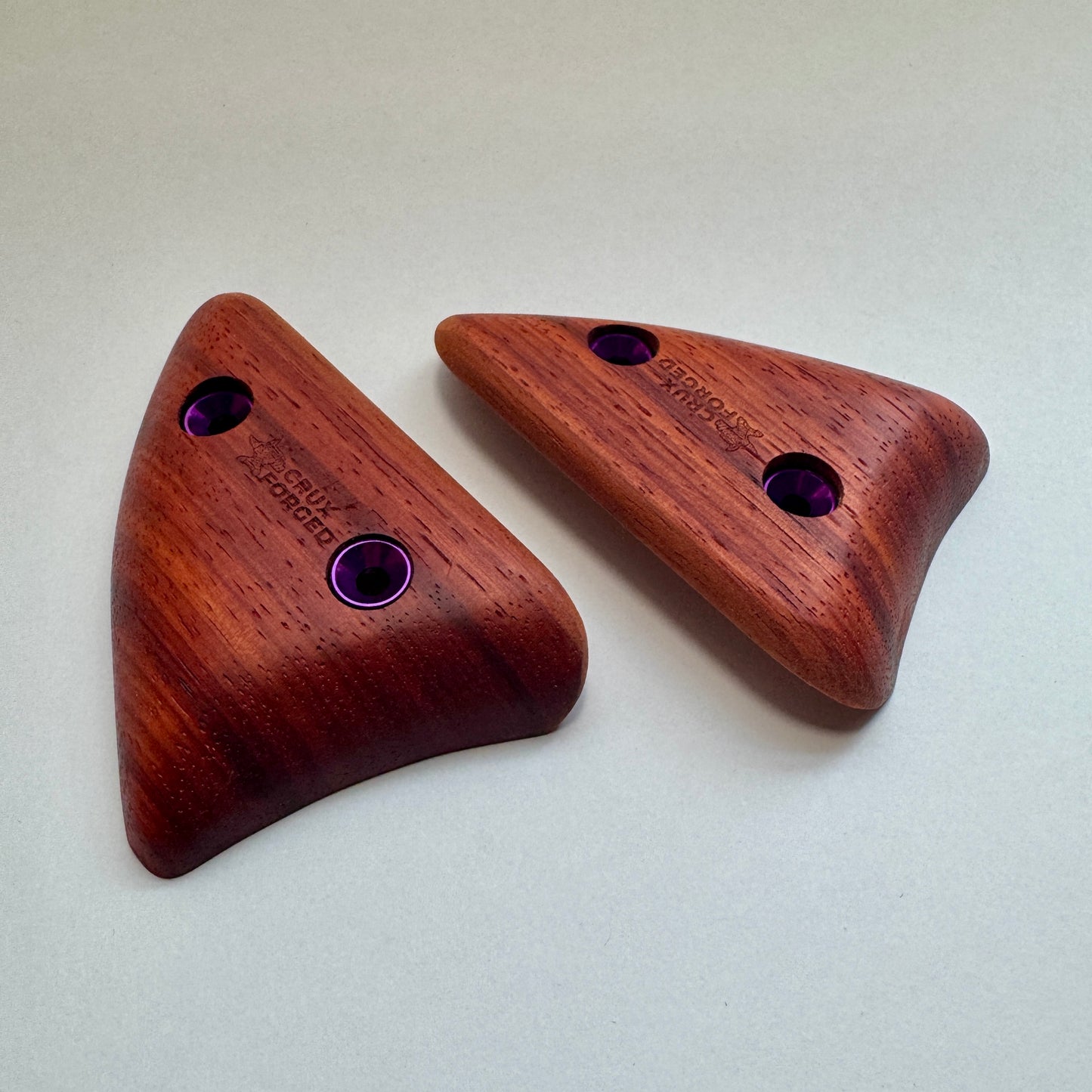 19mm - 40° Paduak Shark Tooth Crimp Pair - Wood Climbing Hold