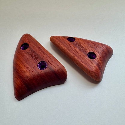 19mm - 40° Paduak Shark Tooth Crimp Pair - Wood Climbing Hold